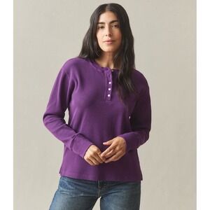 NWOT American Giant Womens Thermal Henley Long Sleeve Shirt XL Purple Made USA